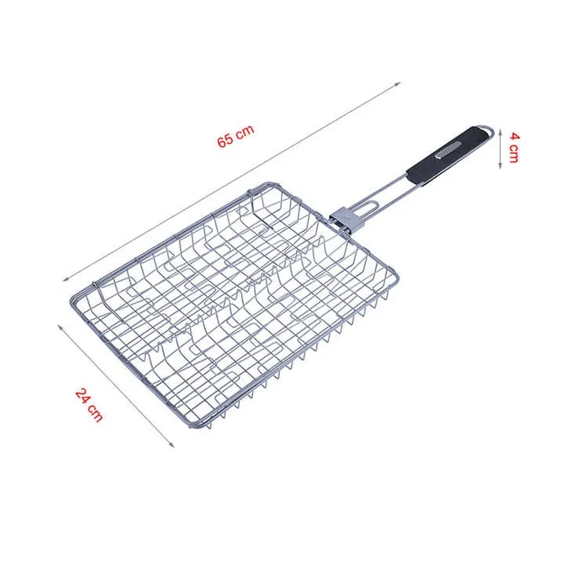 BBQ Grill Basket Flipper, ​Stainless Steel Folding Rack , RF-RR0011