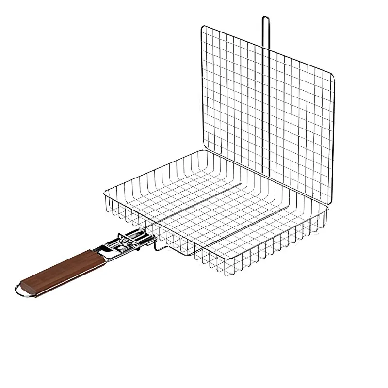 Foldable BBQ Basket Cage 304 stainless steel , RF-RR