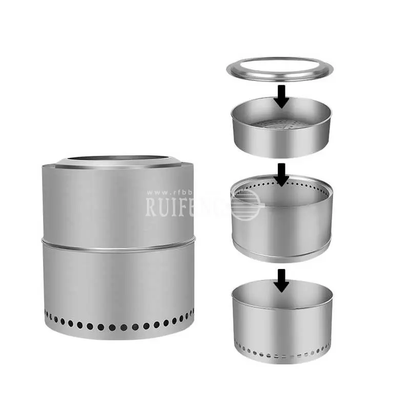 Stainless steel cylindrical charcoal grill for campfires,RF-61C22T