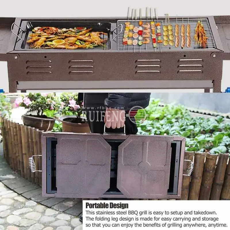 Pull-out smoking grill camping grill BBQ-6.webp